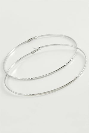 Zincir Çizgili Metal Halka Küpe 8-9-10 cm