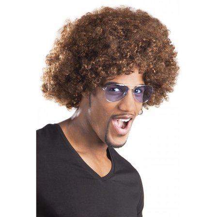 Kahve Renk Kıvırcık Afro Bonus Peruk Bx40
