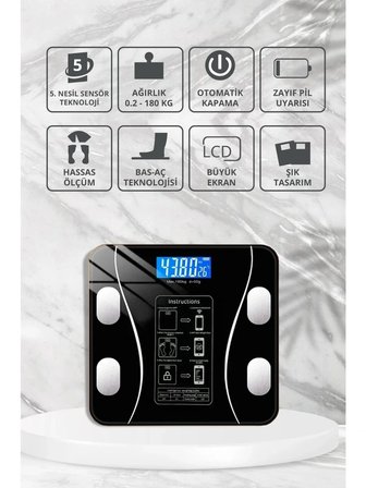 Yağ Ölçer Fonksiyonlu Dijital Baskül Elektronik Tartı Akıllı Bluetooth Lcd Dijital Ekran Ev Vücut Bx40