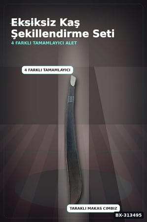 4 Parcali Hassas Kas Bakim Seti Cimbiz Makas Sekillendirme Bicagi Ve Tarak Fircasi BX-313495