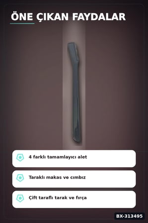 4 Parcali Hassas Kas Bakim Seti Cimbiz Makas Sekillendirme Bicagi Ve Tarak Fircasi BX-313495