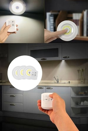 Uzaktan Kumandalı Yapışkanlı 3'lü Led Spot Lamba