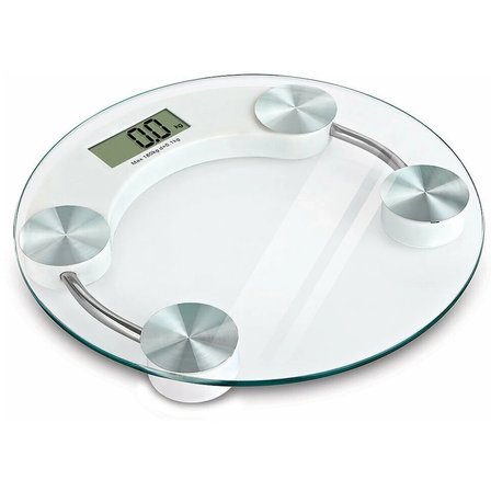 Yuvarlak Şeffaf Dijital Cam Baskül Tartı – 180 Kg Taşıma Kapasitesi, Hassas Ölçüm, Şık Tasarım Terazi