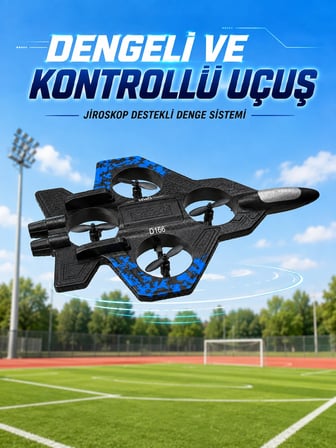 Savaş Uçağı Tasarımlı Drone 2.4G Uzaktan Kumandalı 360° Takla Jiroskop Tek Tuş Kalkış İniş
