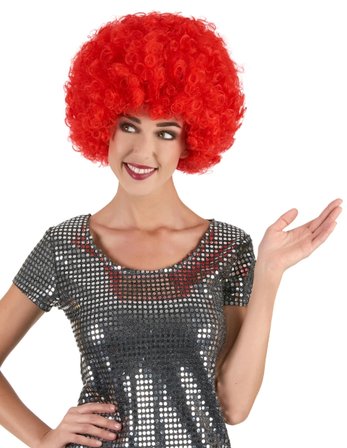 Kırmızı Renk Kıvırcık Afro Bonus Peruk Bx40