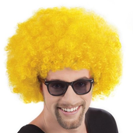 Sarı Renk Kıvırcık Afro Bonus Peruk Bx40