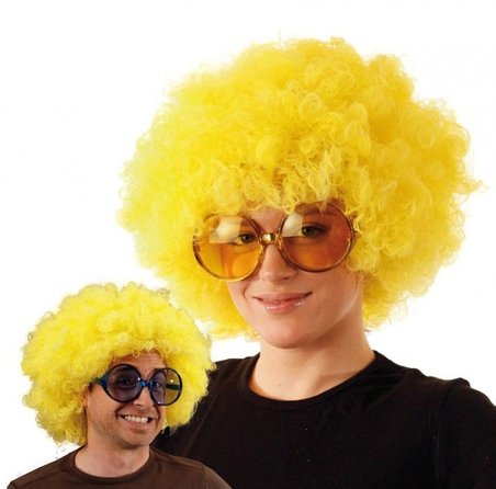 Sarı Renk Kıvırcık Afro Bonus Peruk Bx40