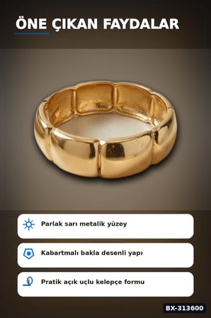 Vintage Bakla Desenli Pirinç Kalın Kelepçe Bileklik - 1 Adet, Kadın Takı Aksesuarı BX-313600