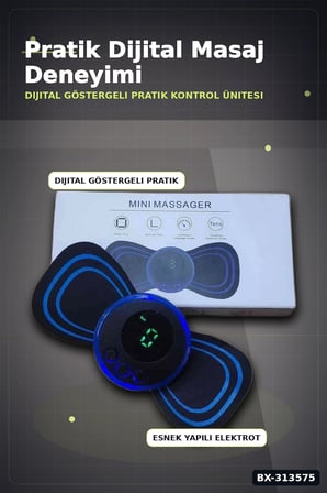 8 Mod 19 Seviyeli LCD Ekranlı EMS Boyun Omuz Sırt Bel Masaj Bandı USB Şarjlı BX-313575