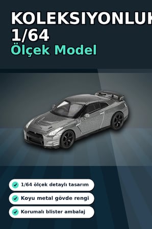 Diecast 1/64 Ölçek Nissan GTR Nismo R35 CRS Dark Metal Blister Paket Model Araba BX-313359