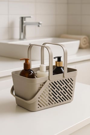 5'li Gri Kulplu Sepet Çok Amaçlı Mutfak Banyo Düzenleyici Organizer Seti