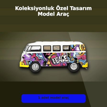 1/64 Ölçekli Volkswagen T1 Minibüs Diecast Model Araba - Koleksiyonluk Mizu Design