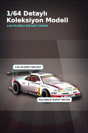 Kaido House 1/64 Diecast Nissan Silvia S13-R Circuit Spec V1 Metal Model Araba BX-313374