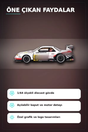 Kaido House 1/64 Diecast Nissan Silvia S13-R Circuit Spec V1 Metal Model Araba BX-313374