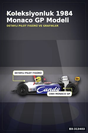 Diecast 1/64 Formula 1 Toleman TG184 Senna 1984 Monaco Podyum Model Araba BX-313403