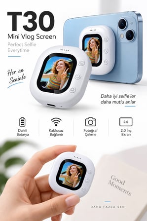 2.0 İnç Kablosuz Selfie Ekranı Dahili Bataryalı