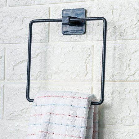 Kendiliğinden Yapışkanlı Siyah Paslanmaz Metal Kare Havluluk Bx40