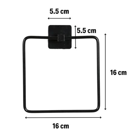 Kendiliğinden Yapışkanlı Siyah Paslanmaz Metal Kare Havluluk Bx40