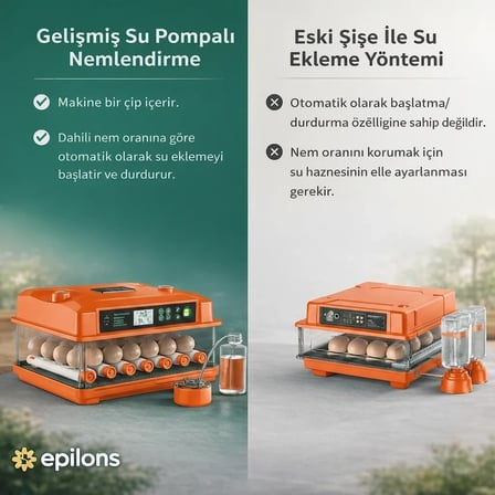 FX100 Tam Otomatik Kuluçka Makinesi – 100 Yumurta Kapasiteli | Yeni Nesil Havalandırma | Otomatik Motorlu Su Alma Sistemi | Dijital Isı ve Nem Kontrolü