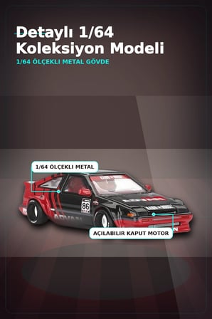 KaidoHouse 1/64 Ölçekli Toyota AE86 Sprinter Trueno Diecast Model Araba ADVAN Lastik BX-313325