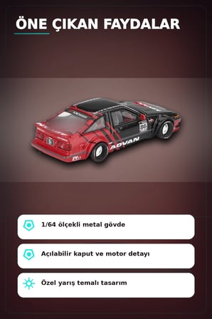 KaidoHouse 1/64 Ölçekli Toyota AE86 Sprinter Trueno Diecast Model Araba ADVAN Lastik BX-313325