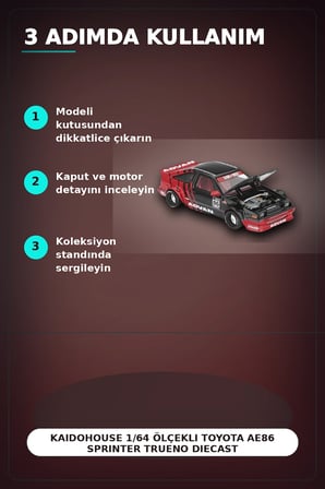 KaidoHouse 1/64 Ölçekli Toyota AE86 Sprinter Trueno Diecast Model Araba ADVAN Lastik BX-313325