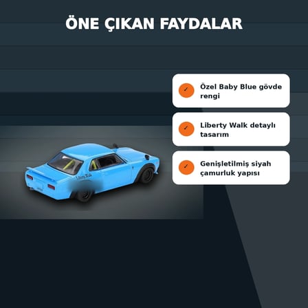 1/64 Ölçekli Baby Blue Nissan LB Works HAKOSUKA Diecast Koleksiyon Model Araba