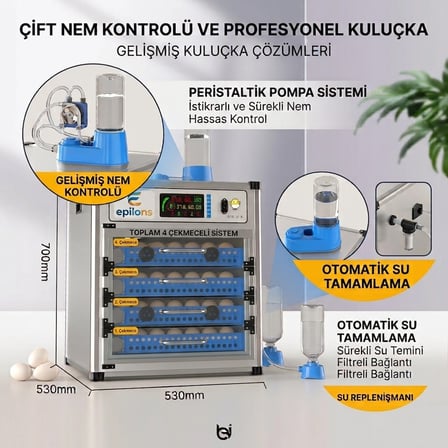 MY280 Kapasiteli Profesyonel Tam Otomatik Kuluçka Makinesi | Çift Nem Kontrol Sistemi, Otomatik Su Tamamlama ve Çevirme