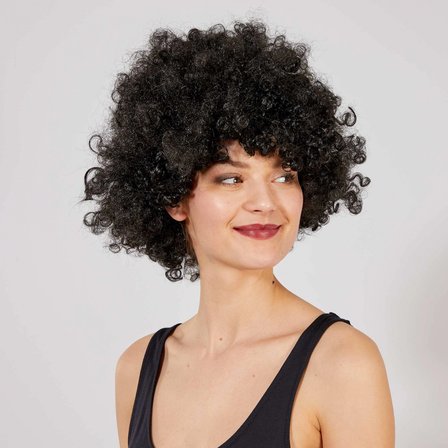 Siyah Renk Kıvırcık Afro Bonus Peruk Bx40