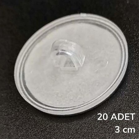 20 Adet Şeffaf Yuvarlak 3 Cm Çaplı Güçlü Disk Yapışkanlar Bx40