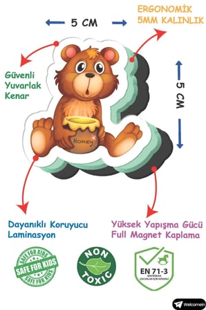 Oyuncak Manyetik Mıknatıslı 30 Parça Hayvanlar 26 Parça Sebze Meyveler Eğitici Set Magnet