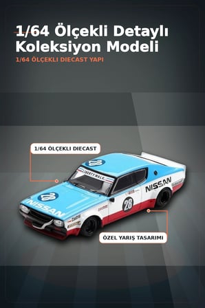 Detaylı 1/64 Diecast Nissan Skyline Kenmeri Liberty Walk Yarış Arabası Modeli BX-313382