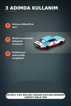 Detaylı 1/64 Diecast Nissan Skyline Kenmeri Liberty Walk Yarış Arabası Modeli BX-313382