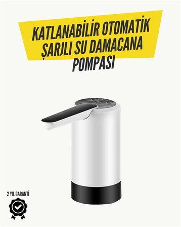 8000mAh Şarjlı Damacana Su Pompası | Tek Tuşla Otomatik Su Alımı | 40-80 Sn Dolum | Katlanabilir Tasarım