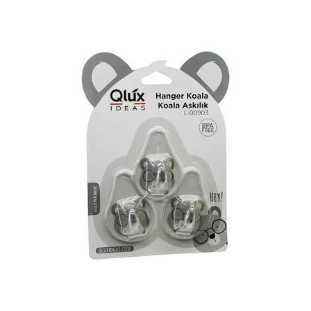 3pcs Koala Askı Şeffaf Askı Yapışkanlı Montaj Bx40