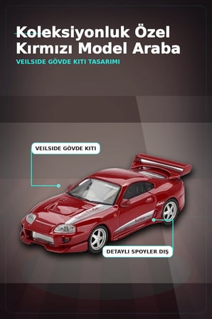 Diecast 1/64 VeilSide Combat V-I Toyota Supra Kırmızı Model Araba - Tekli Kutu BX-313405