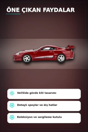 Diecast 1/64 VeilSide Combat V-I Toyota Supra Kırmızı Model Araba - Tekli Kutu BX-313405
