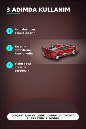Diecast 1/64 VeilSide Combat V-I Toyota Supra Kırmızı Model Araba - Tekli Kutu BX-313405