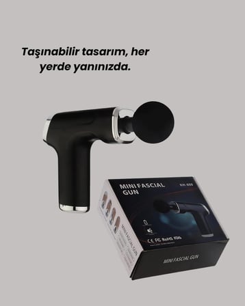 Mini Masaj Tabancası 4 Başlık 6 Hız Ayarlı