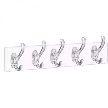 Silikon 5 Kollu Şeffaf Yapışkan Askı Bx40
