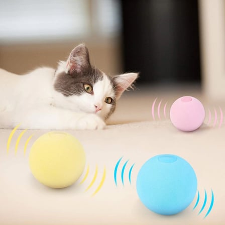 Sesli ve Akıllı Kedi Oyuncak Topu - 50 mm, Hayvan Sesli, Eğlenceli Kedi Oyuncağı