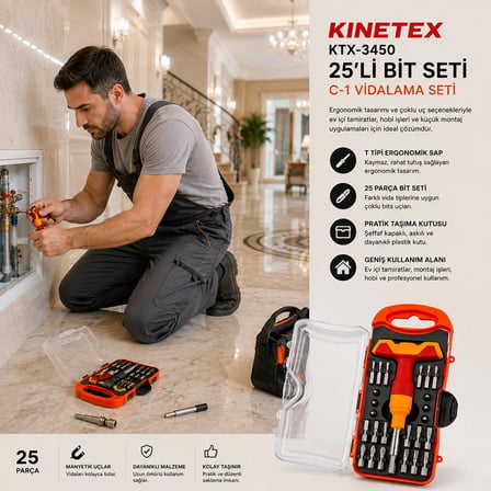 25pcs Saatçi - Telefoncu Bits Tornavida Uç Bits Seti Ktx-3450 Bx40