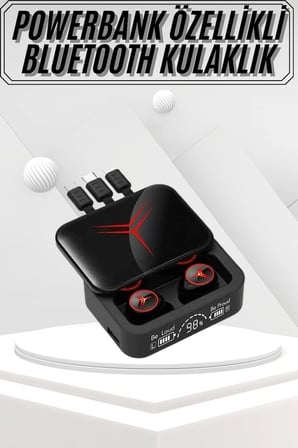Kablosuz Bluetooth Kulaklık Powerbank Özellikli Göstergeli Hd Mikrofon