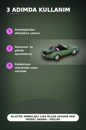 Blister Ambalajlı 1/64 Ölçek Jaguar XKR Model Araba - Diecast Koleksiyon Oyuncağı BX-313357