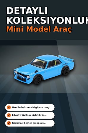 Sert Blisterde 1/64 Ölçekli Nissan LBWorks HAKOSUKA Baby Blue Diecast Model Araba BX-313348