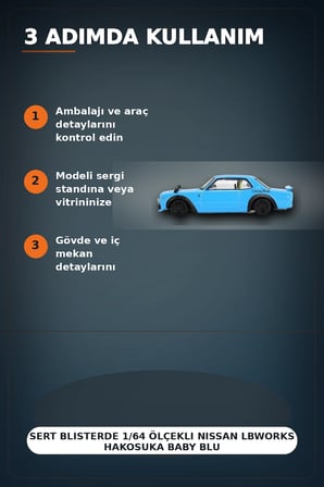 Sert Blisterde 1/64 Ölçekli Nissan LBWorks HAKOSUKA Baby Blue Diecast Model Araba BX-313348