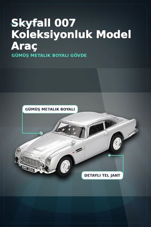 Diecast 1/64 Aston Martin DB5 Skyfall Filmi Model Araba - Koleksiyonluk Blister Paket BX-313406