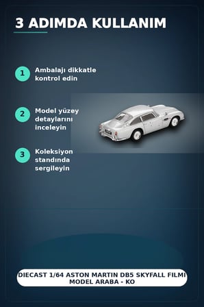 Diecast 1/64 Aston Martin DB5 Skyfall Filmi Model Araba - Koleksiyonluk Blister Paket BX-313406
