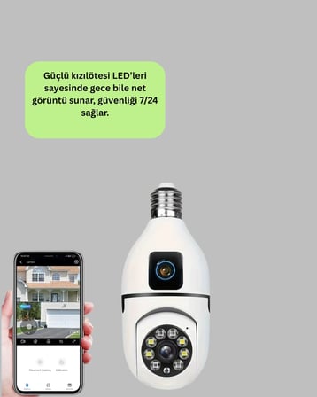 1080P WiFi Ampul Güvenlik Kamerası – Gece Görüş & Uzaktan Erişim Yeni Nesil
