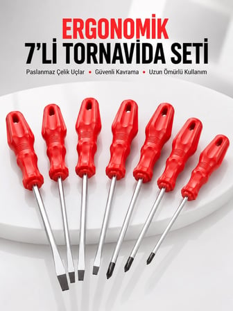 7li Tornavida Seti Düz ve Yıldız Uçlu Çok Amaçlı Kullanım